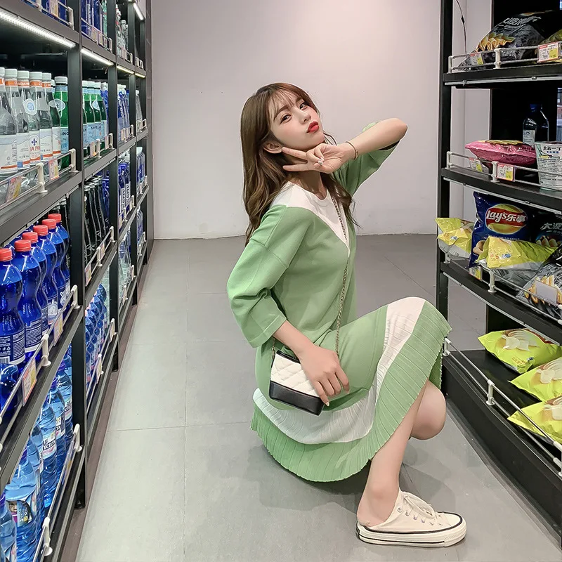 

2019 Autumn New Style Dress Women's Mid-length Joint Pleated Elegant Waist Hugging Slimming Skirt