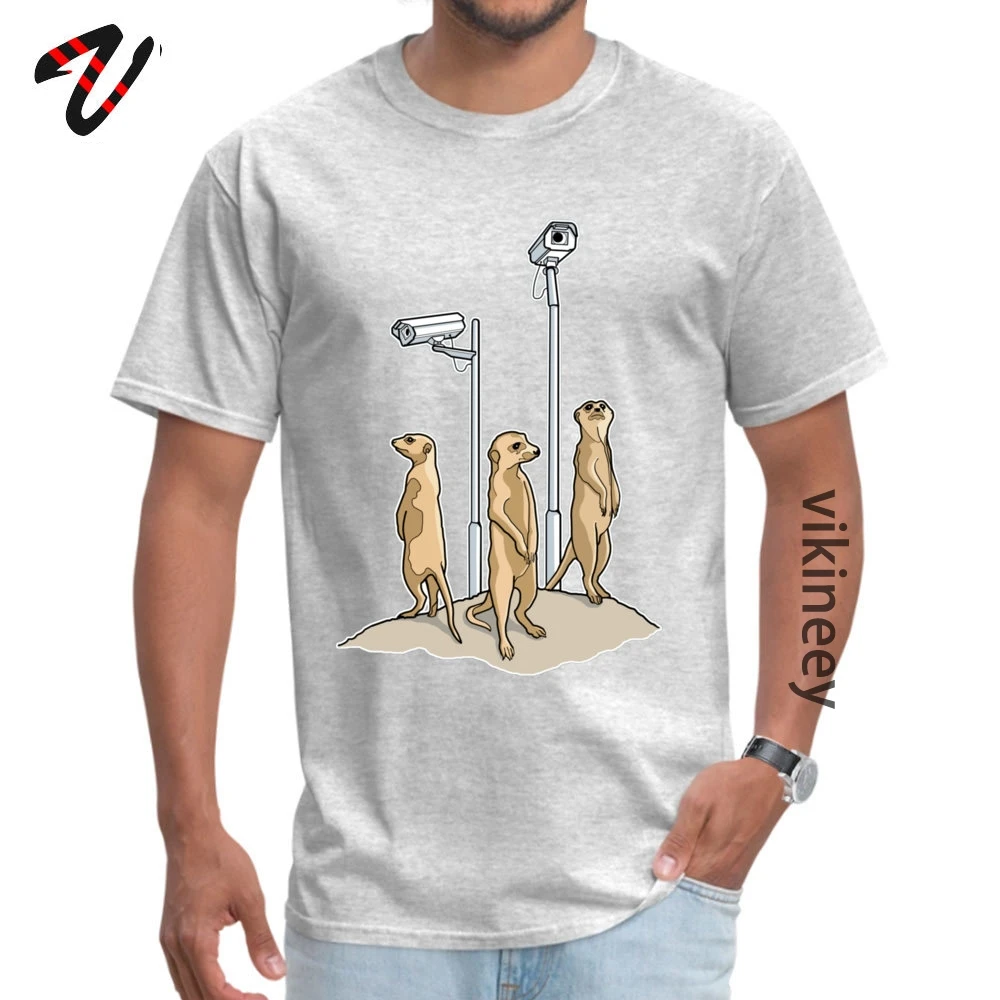 Meerkat CCTV Classic Simple Style Tees O Neck Summer Autumn Pure Cotton Short Sleeve T Shirts for Men Classic T Shirts Meerkat CCTV 8075 grey