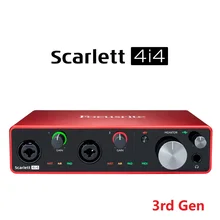 Обновленная звуковая карта Focusrite Scarlett 4i4 (3-е поколение), 4 дюйма/4 выхода, 24 бит/2019 кГц, стандартный конвертер USB, звуковой интерфейс, запись, 192 Обновленная звуковая карта Focusrite Scarlett 4i4 (3-е поколение), 4 дюйма/4 выхода, 24 бит/2019 кГц, стандартный конвертер USB, звуковой интерфейс, запись, 192