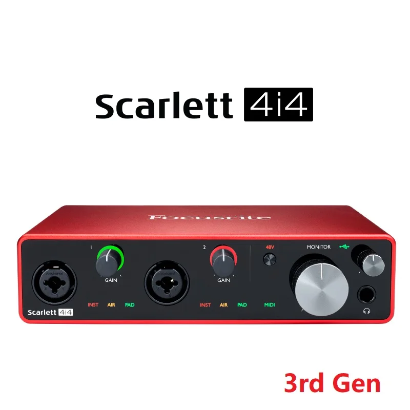 Обновленная звуковая карта Focusrite Scarlett 4i4 (3 е поколение) 4 дюйма/4 выхода 24 бит/2019 кГц