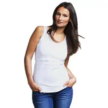 Женская Повседневная футболка для грудного вскармливания, трикотажная, без рукавов, хлопок, однотонный для беременных, Одежда для беременных женщин, футболки с круглым вырезом