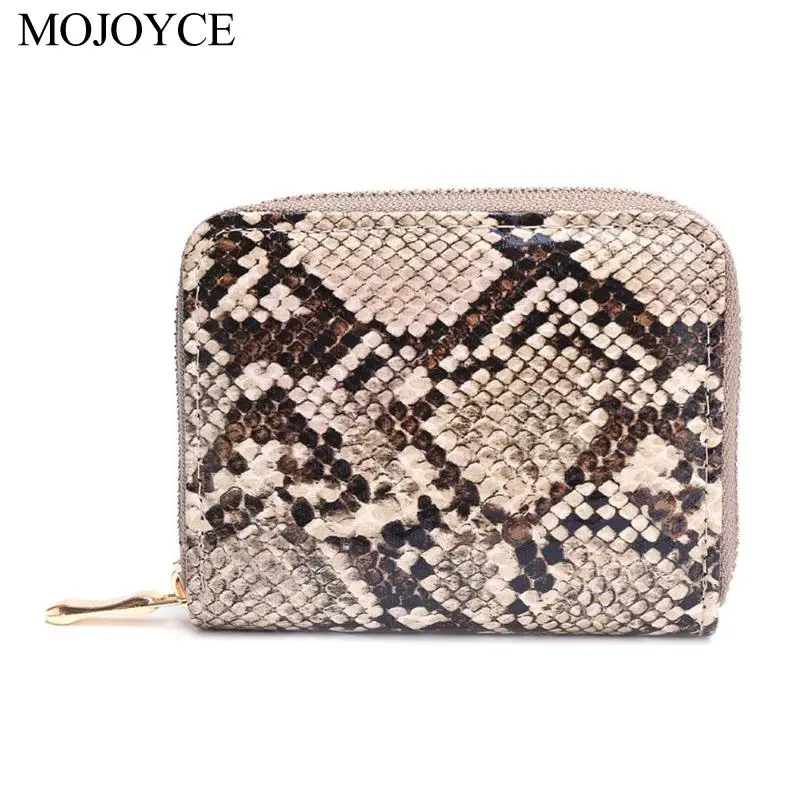 

PU Leather Clutch Snake Print Bag Women Short Coin Purse Serpentine Money Bag 2020 Fashion Zipper Wallet Card Holder Bags