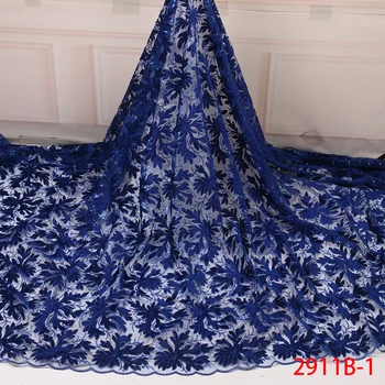

Royal Blue Velvet Lace Fabrics with Sequins Nigerian Tulle Mesh Lace for Wedding Party Dresses Sequence Fabrics Lace L2911B