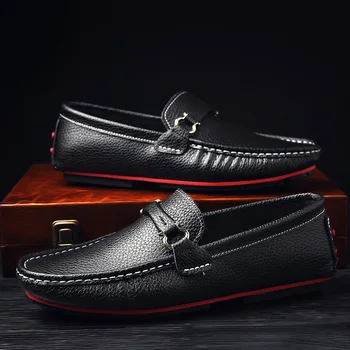 

Moccasins Men Casual Leather Loafers Cowhide Crocodile Pattern Shoes KPOCCOBKN Slip-on Genuine Leather Cow Leather Summer Rubber