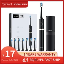 Fairywill – brosse à dents électrique sonique P11 Plus, étanche, nettoyage, charge rapide, minuterie intelligente avec 8 têtes de rechange, étui de voyage