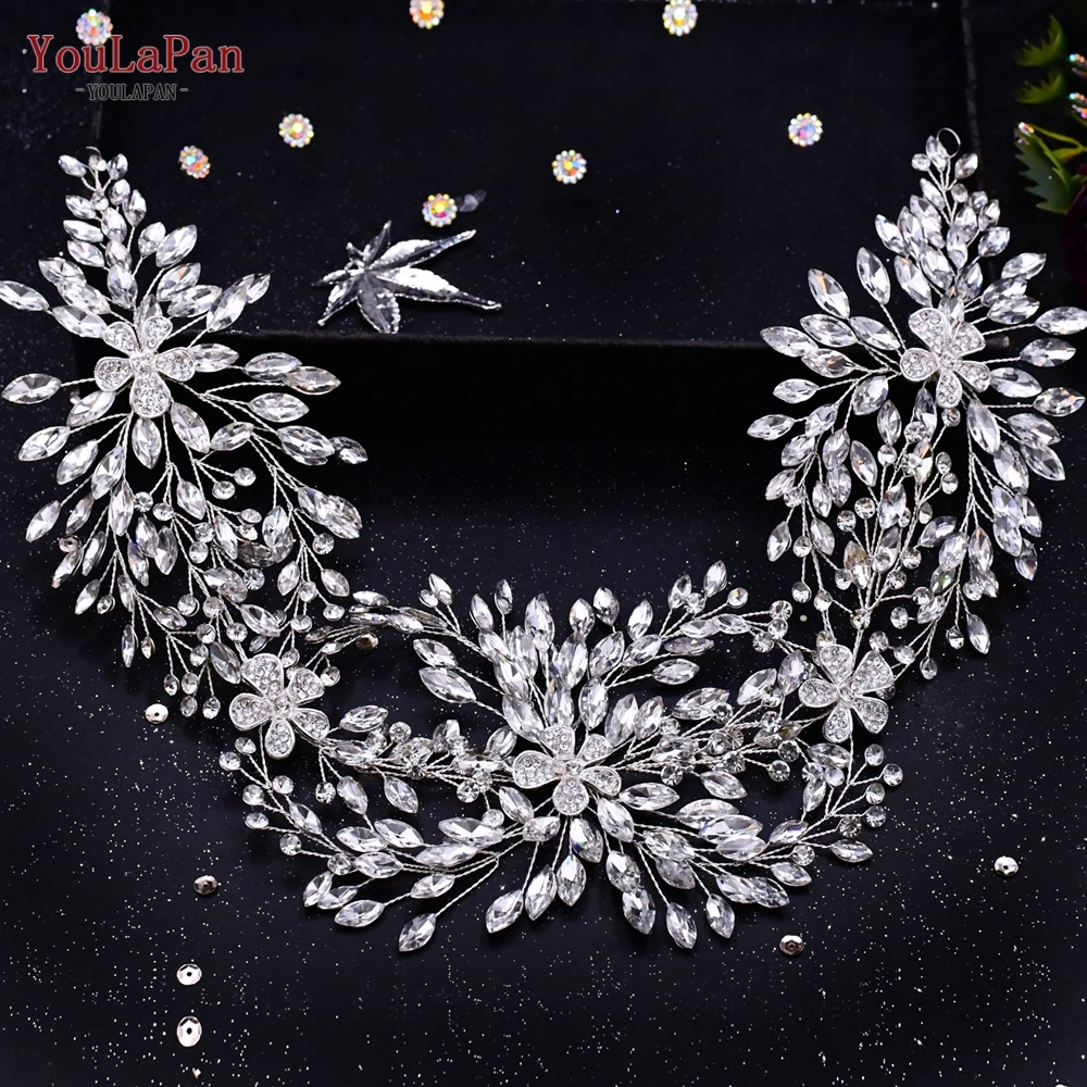YouLaPan Cathedral Wedding Tiara Luxurious Rhinestone Headband Alloy Flower Headpiece Handmade Bridal Hair Accessories HP390