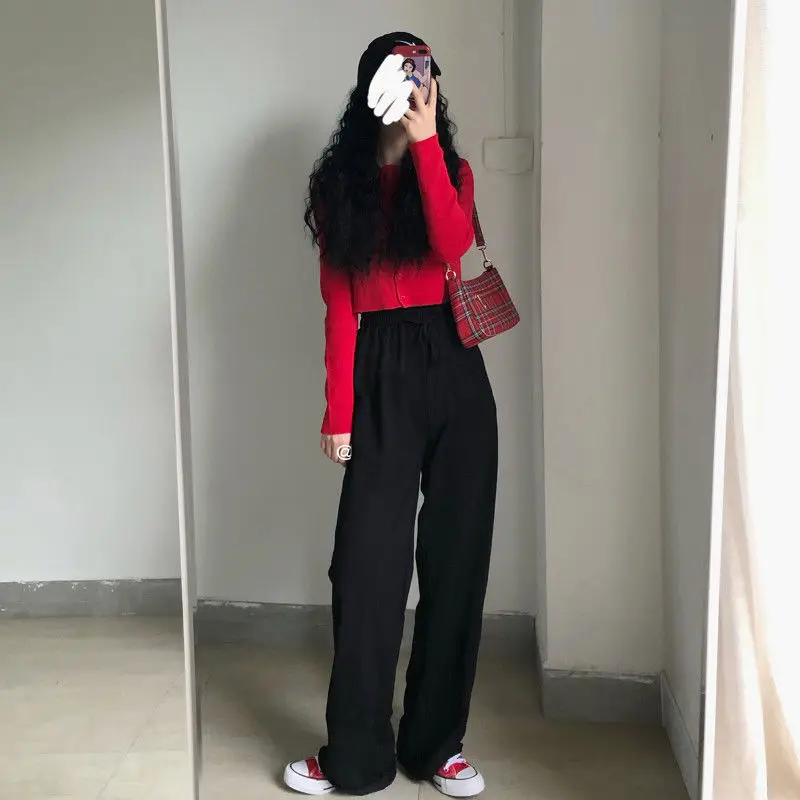 Korean Version of Casual Street Style Suitable for Summer Wear Thin Sweatpants Women Loose Straight Pants Long Woman Korean Version of Casual Street Style Suitable for Summer Wear Thin Sweatpants Women Loose Straight Pants Long Woman
