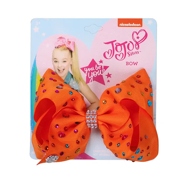 1 шт. 5 дюймов JOJO SIWA Луки заколка для волос для малышей большой бант зажим для волос ручной работы Crtstal лента для волос со шпилькой узел Аксессуары для волос для детей - Цвет: 12