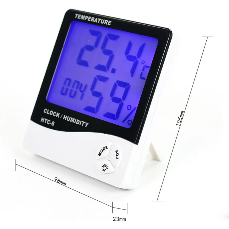 1 шт. термометр гигрометр ультра-тонкий многофункциональный автоматический электронный Температура Влажность монитор часы большой ЖК-экран - Цвет: HTC-8