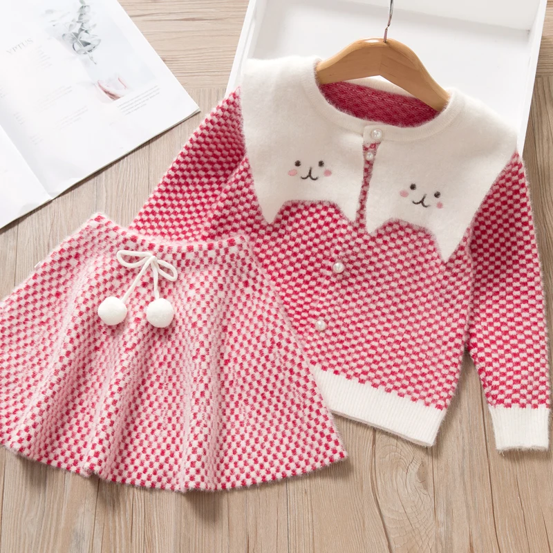 ax1278 Red Menoea/зимняя одежда для маленьких девочек; коллекция года; Детская шерстяная повседневная одежда с рисунком для девочек; вязаный пуловер; свитер; плиссированные платья - Цвет: ax1278 Red