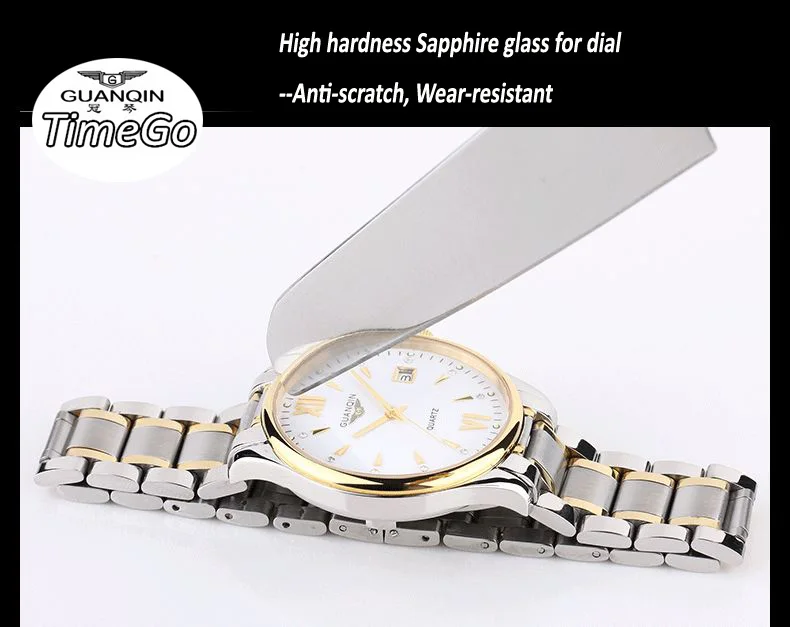 GUANQIN парный комплект часов для мужчин и женщин модные часы для влюбленных наручные часы с отметкой даты роскошные золотые кварцевые часы женские наручные часы