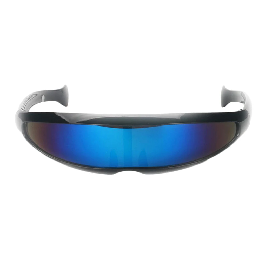 Funny Plastic Color Mirrored Single Lens Visor Sunglasses Cyclops Cosplay Glasses