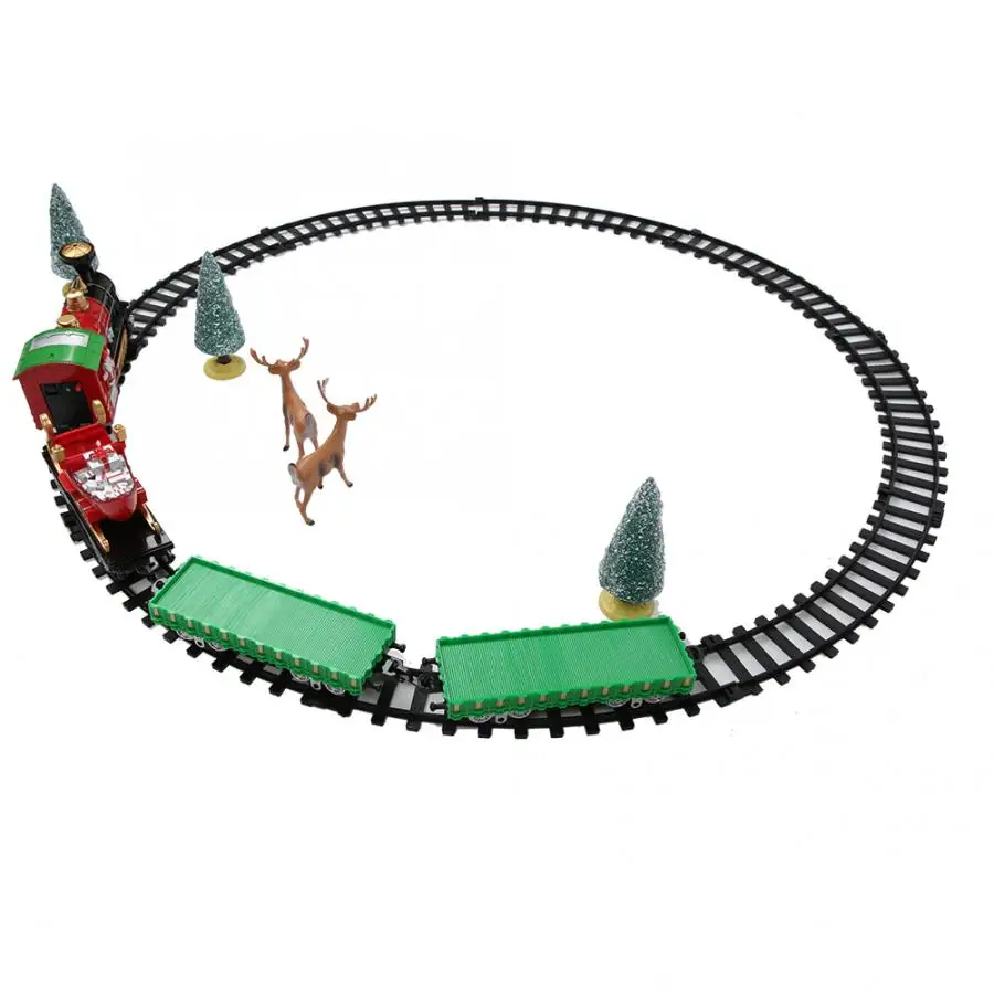 

Hot Christmas Electric Train Assemble Rail Car with Music Railroad Track Toy Set for Children Gift Curved Building Blocks Brick