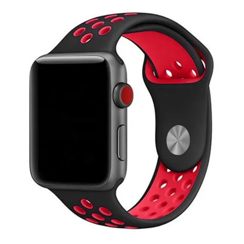 Силиконовый ремешок для apple watch band 42 мм 38 мм correa iwatch 4 3 2 44 мм 40 мм спортивный браслет pulseira apple watch аксессуары - Цвет ремешка: black red