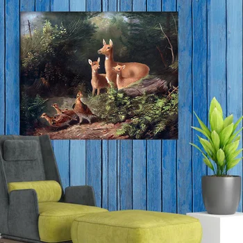 

DIY digital painting forest landscape sunrise elk farmer small household decoration painting adult hand-painted decompression
