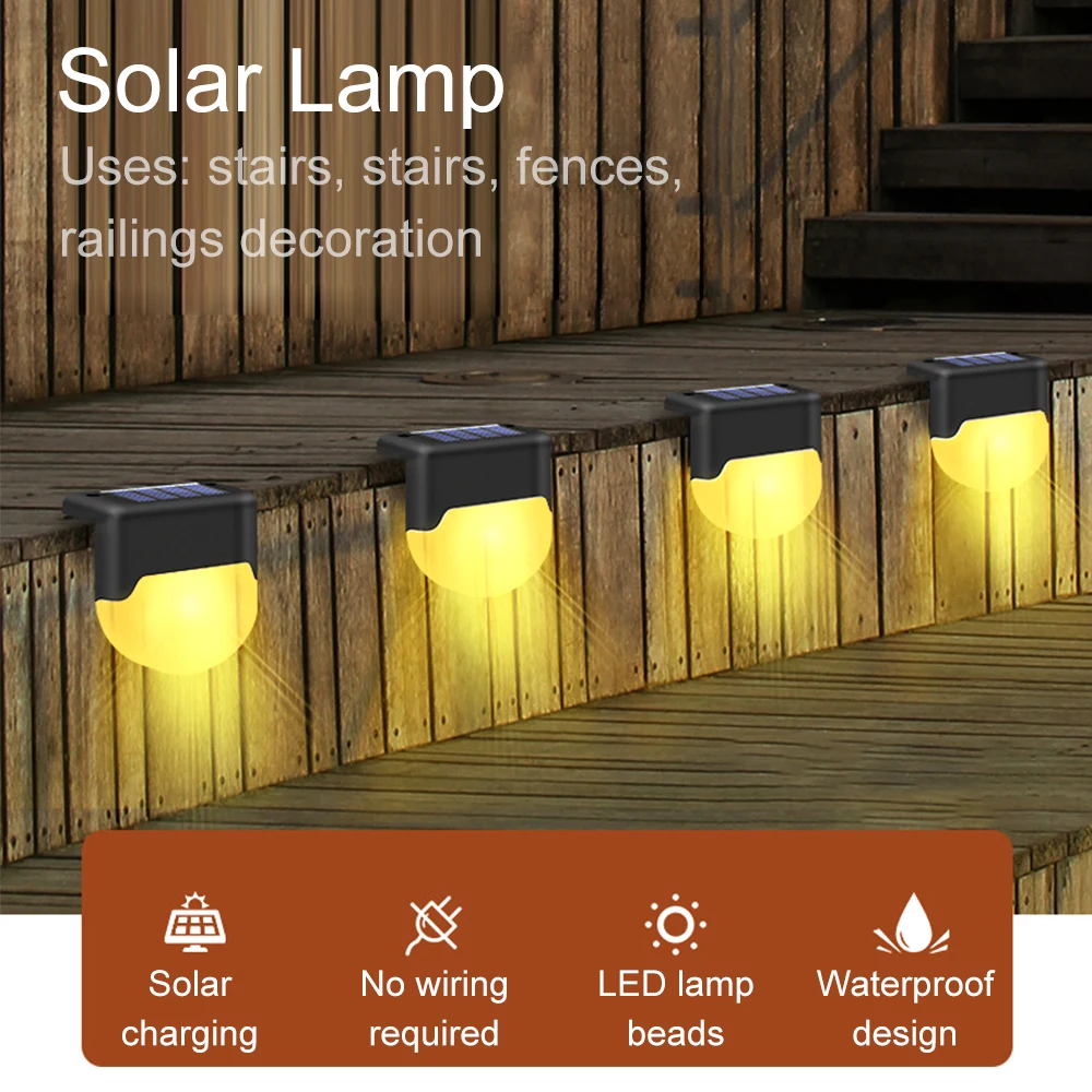 16/8/4pcs Outdoor LED Solar Lamp Solar Step Lights Waterproof Path Stair Wall Light Garden Landscape Step Deck Solar Lights