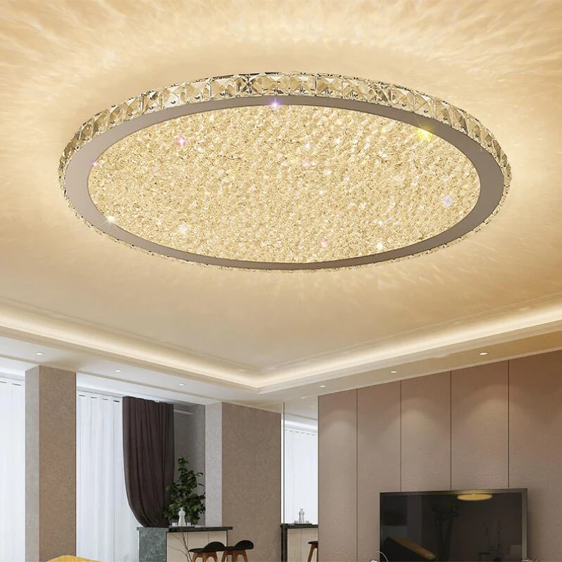 Светодиодный потолочный светильник хрустальный светильник Простая Современная круглая домашняя лампа для спальни лампа для гостиной ультратонкая лампа