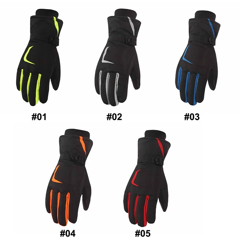 Перчатки для катания на лыжах на полный палец, толстые перчатки с сенсорным экраном, водостойкие, ветрозащитные, термостойкие перчатки для