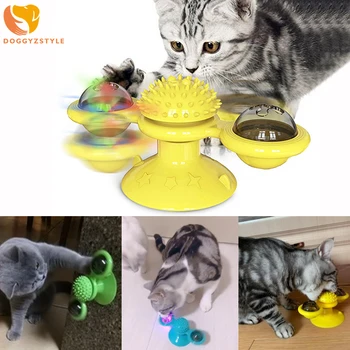 

Interactive Cat Toy Turntable Teasing Windmill Kitten Toy Funny Massage Rotatable LED Ball Play Game Toys Teeth Cleaning Pet
