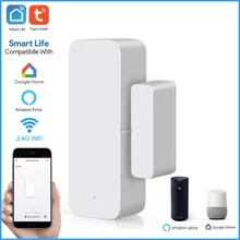 Capteur de porte intelligent Tuya WiFi, détecteur d'ouverture/fermeture de porte, interrupteur magnétique, capteur de fenêtre, alarme de sécurité à domicile avec Alexa Google Home 