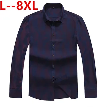 

8XL 6XL 5XL Men Shirt Mens Business Casual Shirts 2019 New Arrival Men Famous Brand Clothing Plaid Long Sleeve Camisa Masculina