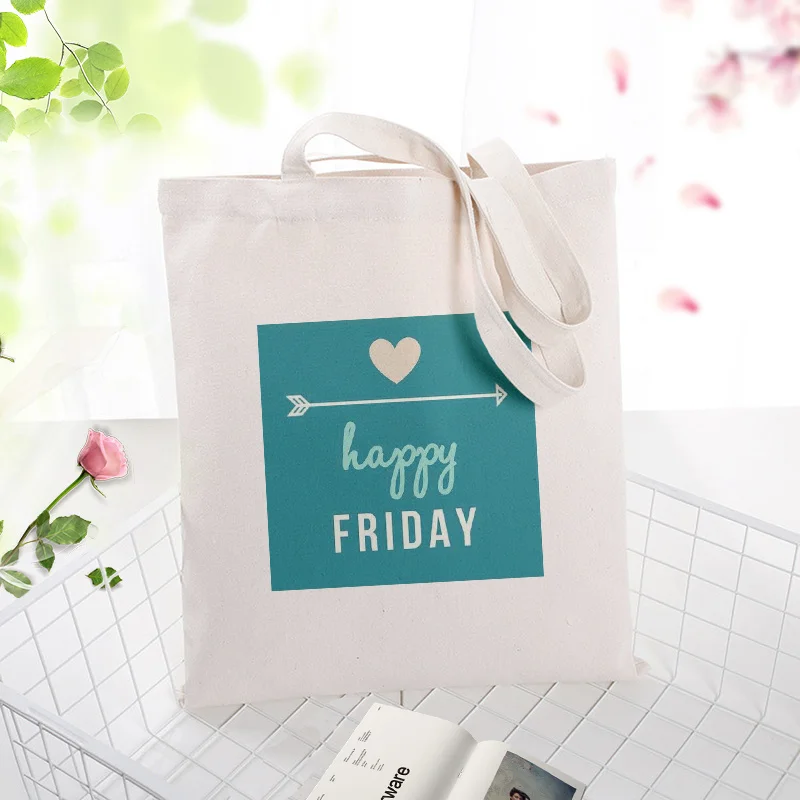 Цветная текстовая картина холщовая вместительная сумка для покупок сумка для ежедневного использования пользовательский принт логотип DIY экологическая многоразовая утилизация сумочка