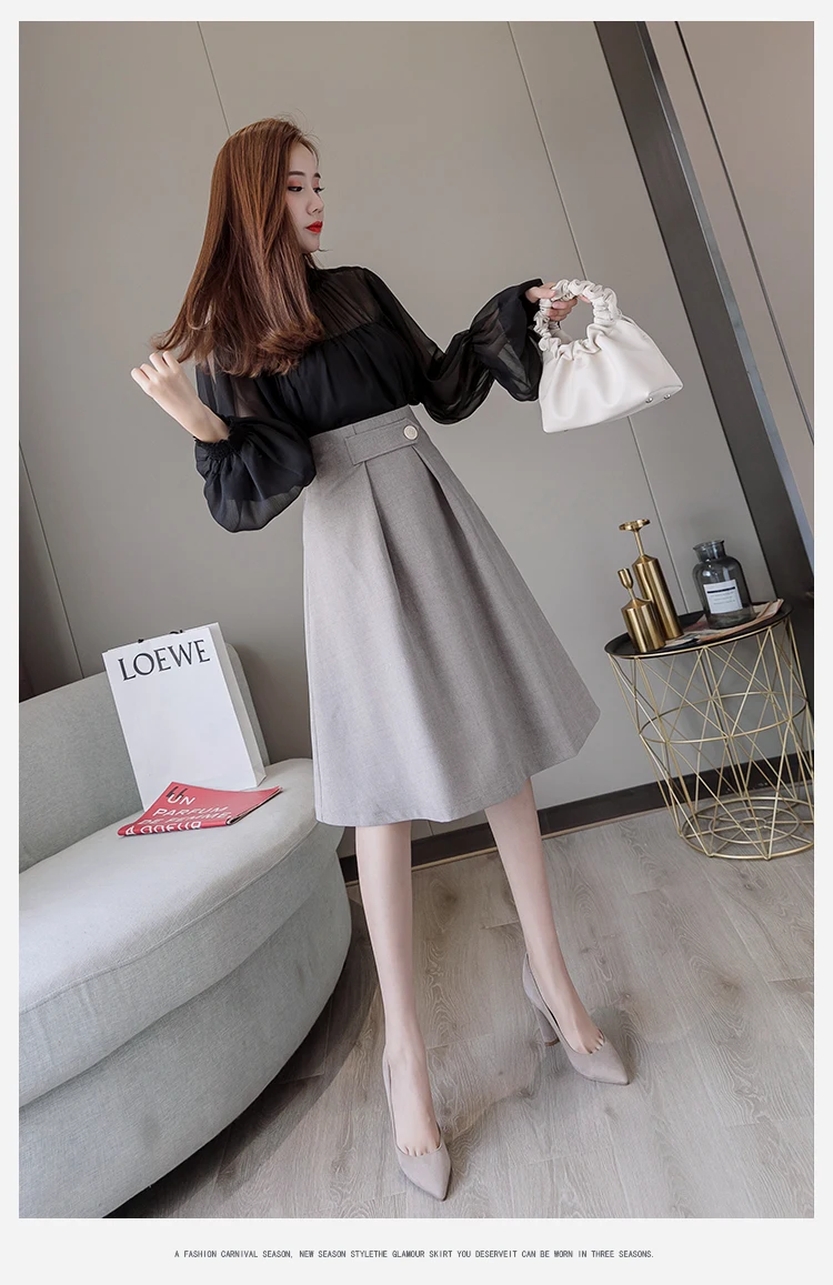 mini skirts for women 2020 Fashion Korean Style Skirt t for Woman Button Autumn Winter Vintage Solid Work Wear Skirt Lady Office Business Skirt plaid skirt