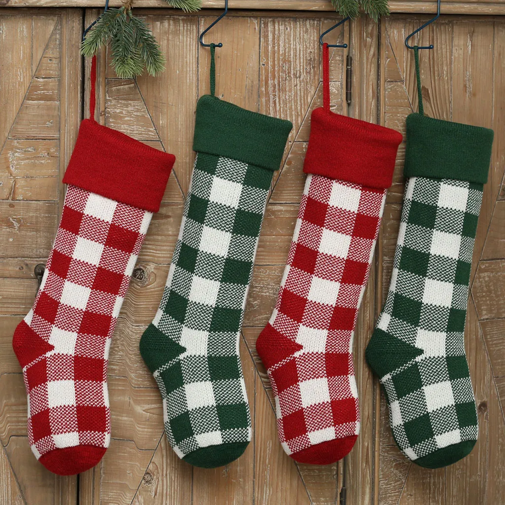 Женские зимние рождественские носки, клетчатые вязаные нескользящие носки, женские забавные носки в стиле Харадзюку для девочек, Рождественская уличная одежда