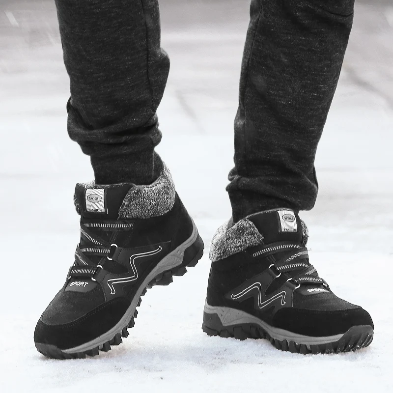 Замшевые женские зимние Ботинки Зимняя обувь теплые плюшевые сапоги до лодыжки Дамские туфли на платформе для снежной погоды сапоги Водонепроницаемый Платформа, высокий каблук