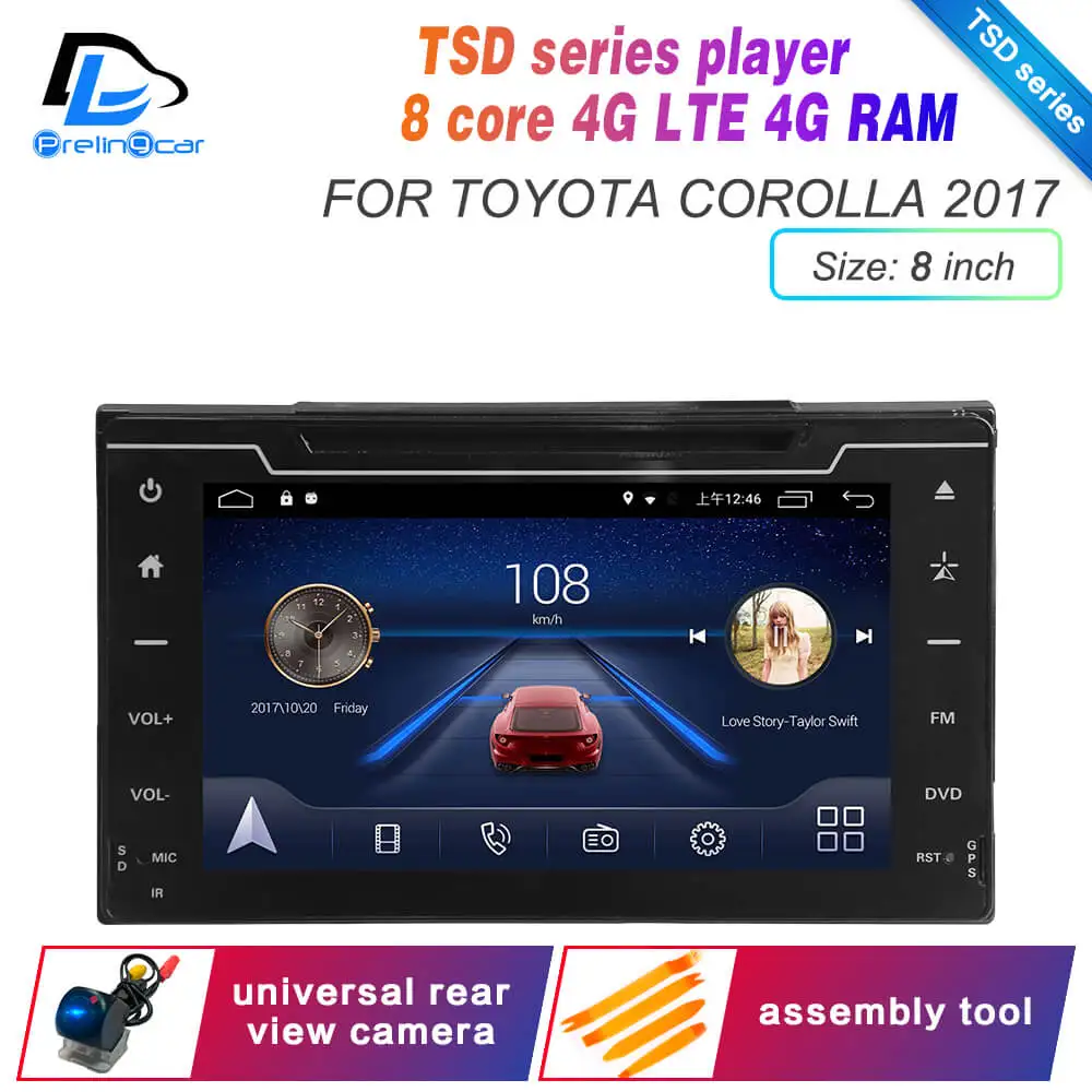 Ips сенсорный экран DSP Android 9,0 2 DIN 4g Lte радио для TOYOTA COROLLA Левая Правая ведущая gps dvd-плеер стерео навигация - Цвет: TSD 8 inch corolla