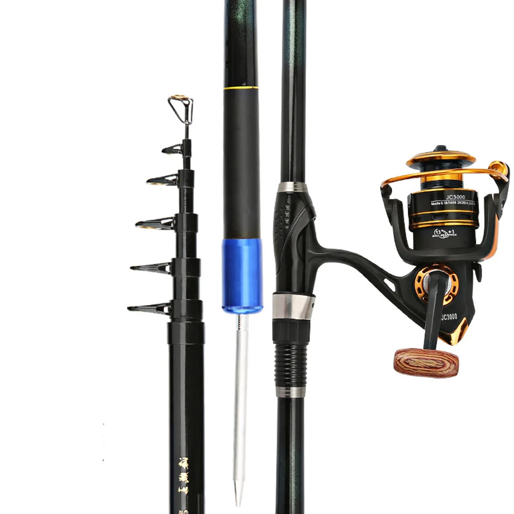 Fishing Rod Ultralight Carbon Fiber Telescopic Sea Spinning Hard Pole 2.1-3.6M 