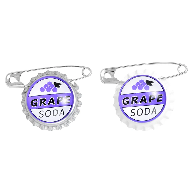 Creative Grape Soda Bottle Cap Brooches Pin for Clothes Backpack Drink Classic Brooch Jewelry Gift For Friends | Украшения и