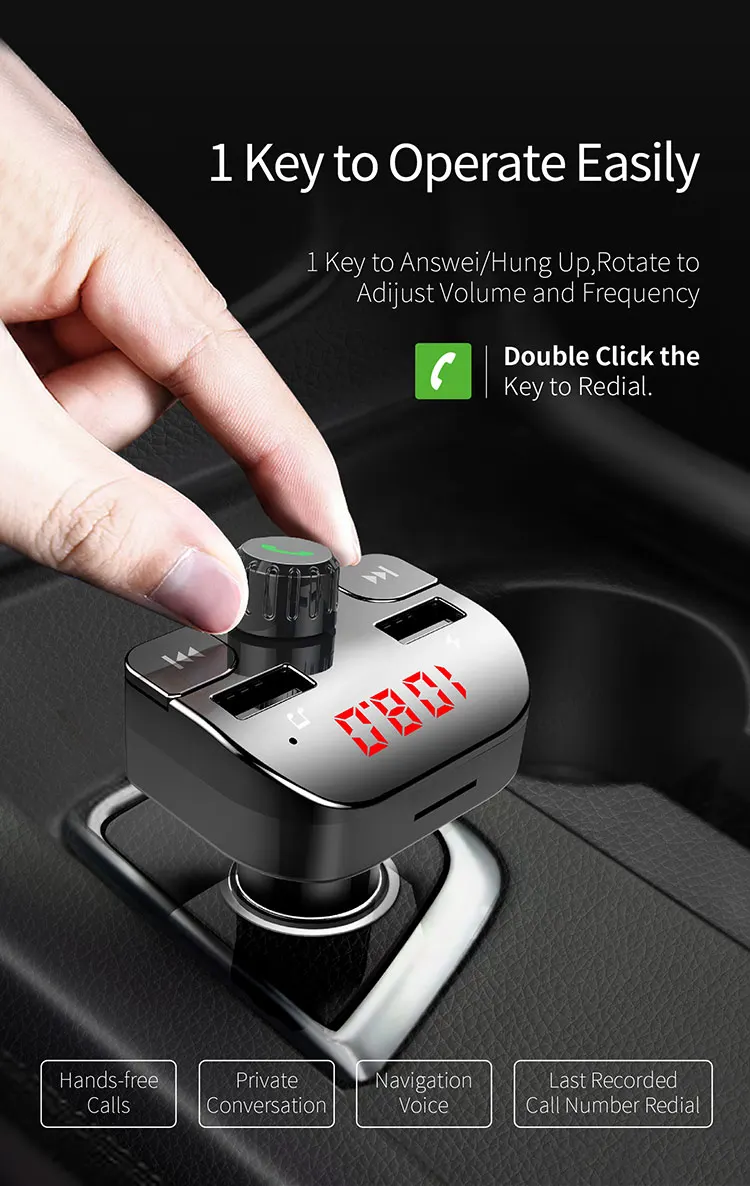 Автомобильное зарядное устройство с fm-передатчиком Bluetooth приемник аудио mp3-плеер TF карта u-диск автомобильный комплект двойное автомобильное usb-устройство для зарядки телефона