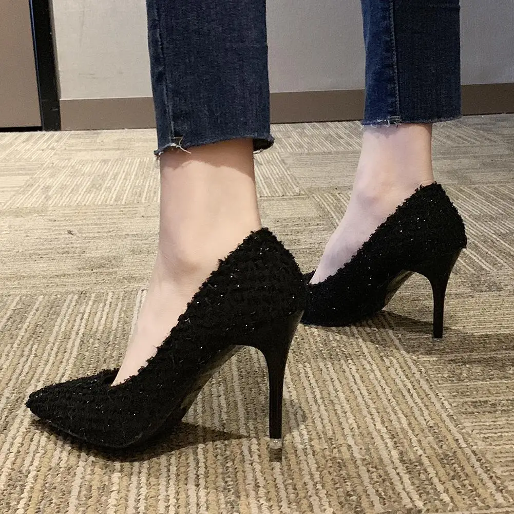 

RIBETRINI Fashion Female Spring Shoes Woman Pointed Toe Shallow Slip On High Heel Pumps Women Office Casual Pumps