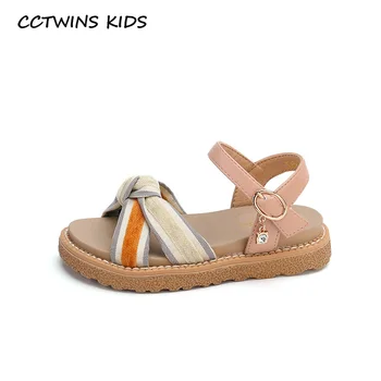 

CCTWINS Kids Shoes 2020 Summer Girls Pu Leather Flat Children Fashion Beach Sandals Baby Brand Rhinestone Shoes Toddlers PS900