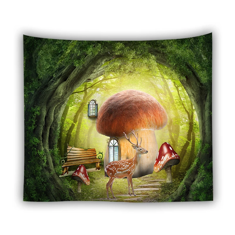 

Mushroom Forest Tapestry Wall Hanging Aesthetic Trippy Hippie Tapestries Beach Towel Shawl Throw Sheet Home Room Decor