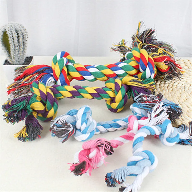 Cuerda para morder de algodón para perros, cuerda de hueso trenzado duradero, herramienta divertida de Color aleatorio, 1 Uds.