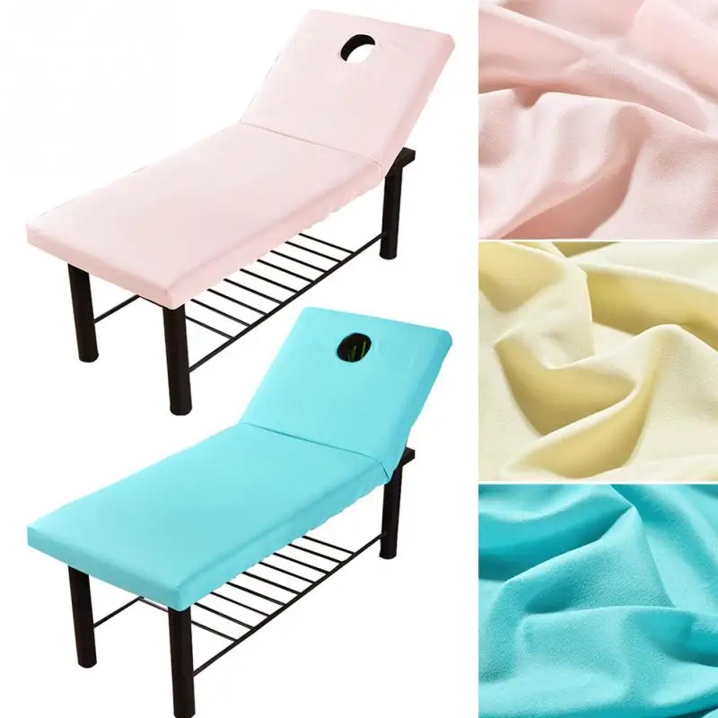 

Massage Bed Cover Sheet Universal Solid Couch Forepart Hole Polyester Reusable Elastic Cover All-round Wrap Fitted Sheet #