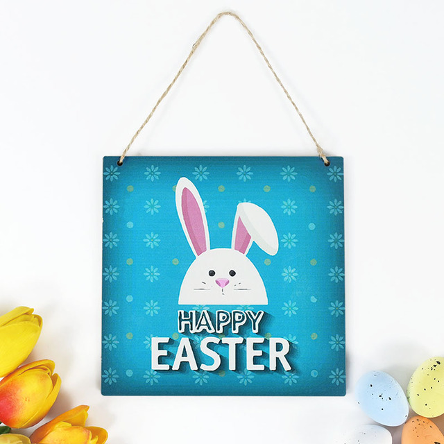 Easter Door Wall Hanging Pendant Ornament Rabbit Wooden Craft Tag Sign Easter Party Favor Decoration For Home Kids Gift