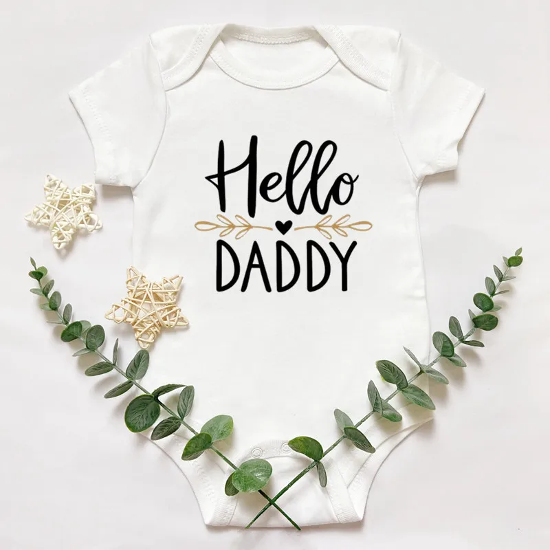 

Summer Newborn Infant Baby Boy Girl Short Sleeve Letter Print Hello Daddy Romper Jumpsuit Outfits Baby Clothes