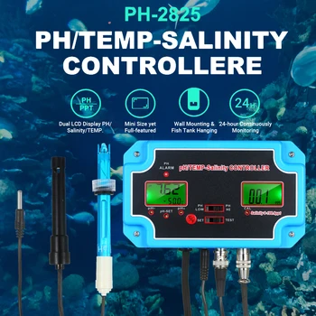 

230V 3-in-1 pH/Salinity/TEMP Water Quality Detector pH/TEMP-Salinity Controller Salinity Water Quality Tester