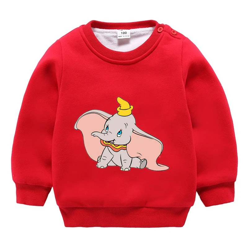 wholesale movie Dumbo winter Plus velvet Sweatshirt Boys Girls Funny lovely color Kid O-Neck Tops Children Cartoon Baby - Цвет: as picture
