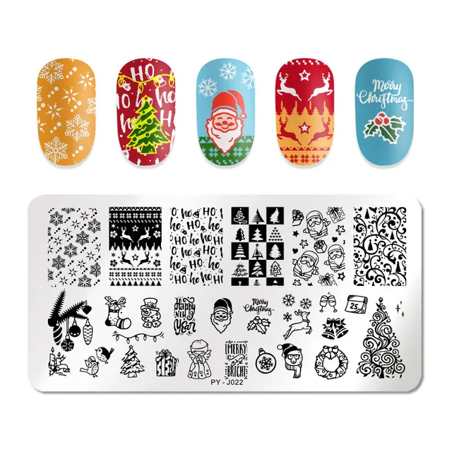 Nail Art Stainless Steel Printing Plate Blue Film Steel Plate Geometric Flower Series Painted Printing Transfer Template Nails PY-J022