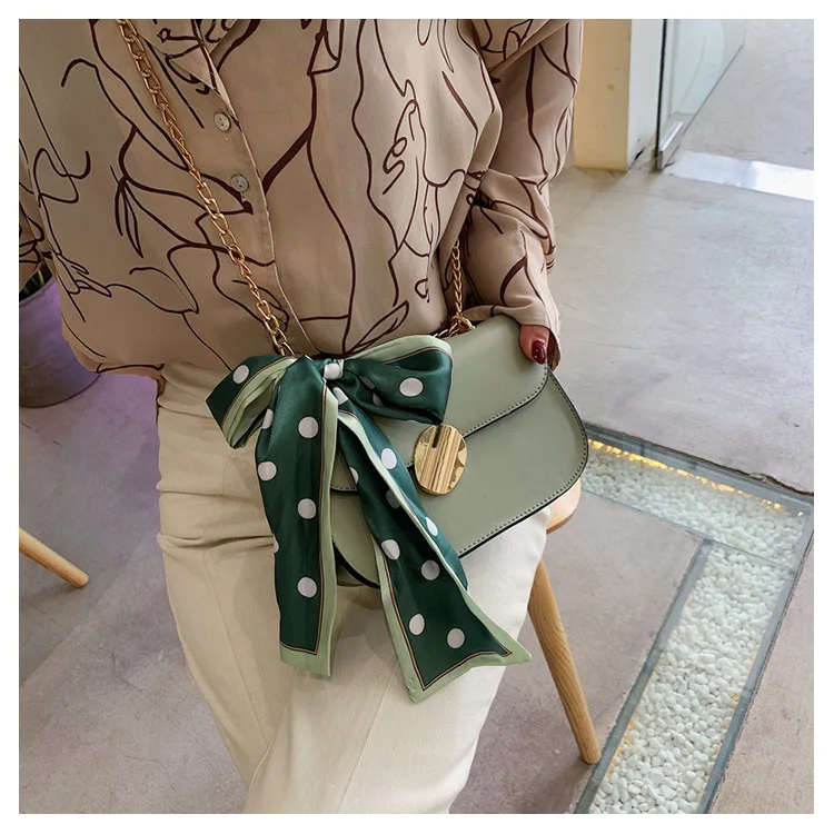 

Summer Point Colored Scarf Women's Bag New Style 2019 Xiaoqing Xinsen Single Shoulder Slant Fashion Chain Saddle Bag