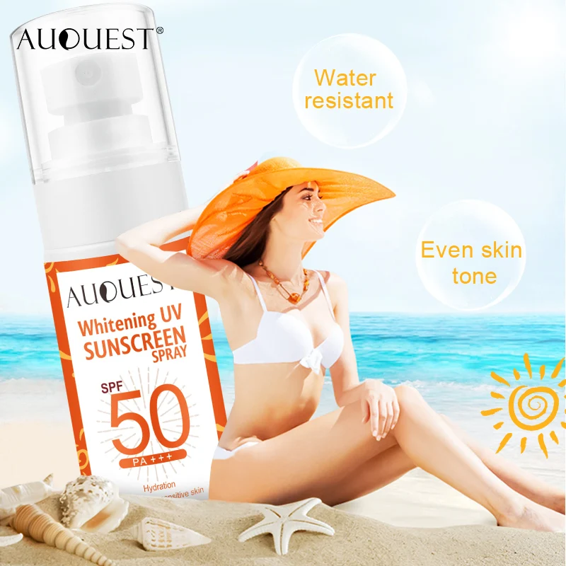 AUQUEST УФ Солнцезащитный спрей SPF50 отбеливающий увлажняющий Водонепроницаемый