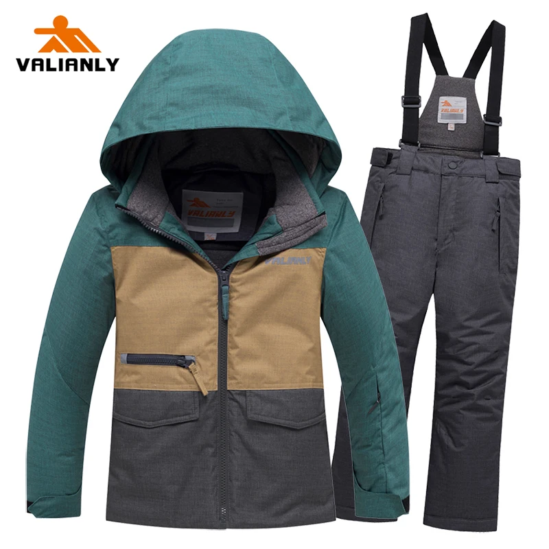 Детский лыжный костюм детская Лыжная куртка штаны для мальчиков зимний костюм из 2 предметов водонепроницаемый ветрозащитный детский лыжный костюм Сноубординг