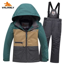 Детский лыжный костюм детская Лыжная куртка штаны для мальчиков зимний костюм из 2 предметов водонепроницаемый ветрозащитный детский лыжный костюм Сноубординг