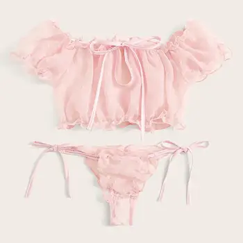 

2020 New sexy lingerie Women Lingerie Corset Lace Underwire Racy Muslin Sleepwear Underwear Tops+Briefs low-Rise Underwire