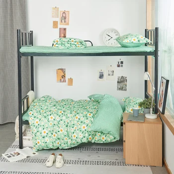 

Green Beige Flowers Floral cartoon Bedding Set Queen King Size Bedlinens Fitted sheet Duvet Cover Set modern Home Textile