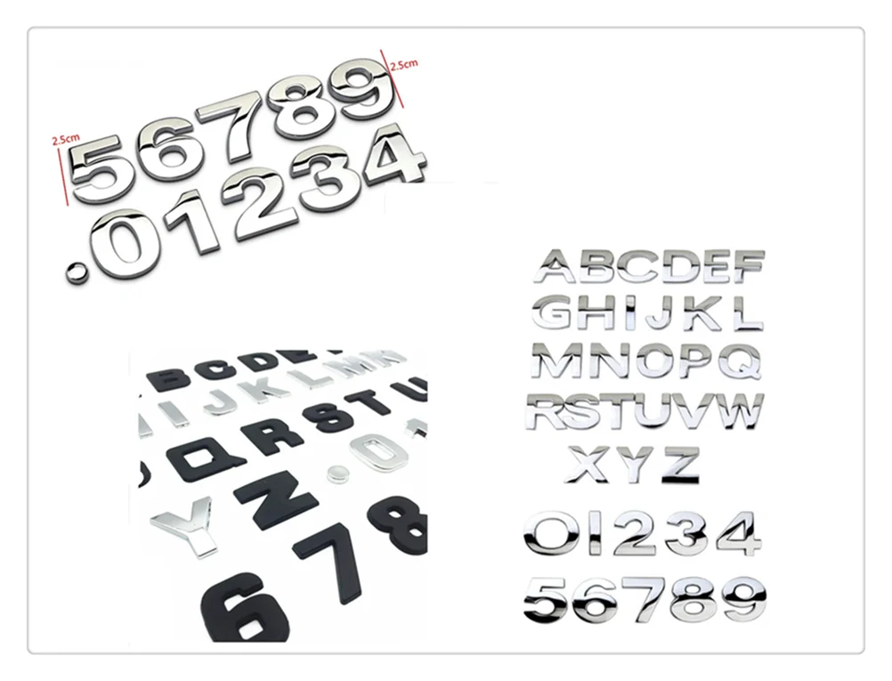 High quality auto styling 3D metal digital letter car sticker black silver for Chevrolet GPiX Jay Groove Beat Avalanche 34